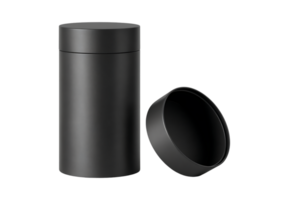 Sleek Black Storage Container with Open Lid on Transparent Isolated Background png