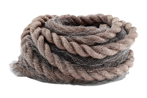 Pile of Old Nautical Rope Twisted and Coiled Transparent Background Isolated png