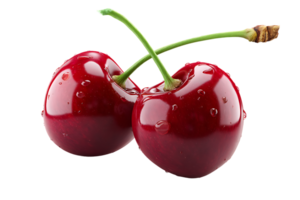Two Fresh Cherries Fruits on a Transparent Background Isolated png