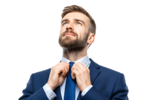 Isolated Elegant Successful Businessman Looking Upwards with a Thoughtful Face Transparent png