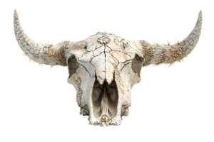 Detailed Buffalo Skull with Horns on Transparent Background Isolated Stock Image png