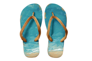 Pair of Blue Flip Flops Isolated on a Transparent Background Image Summer png