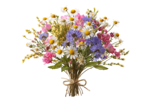Colorful Spring Flower Bouquet Isolated on Transparent Background for Creative Projects png