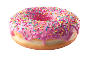Delicious Pink Donut with Sprinkles on Transparent Background for Food Photography Project png