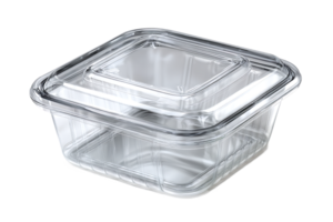 Transparent Square Plastic Food Container with Lid Isolated on Transparent Background png