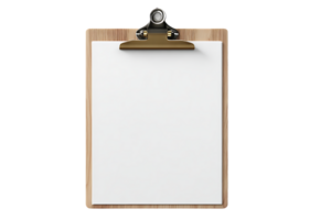 Blank Clipboard with White Paper Isolated on Transparent Background for Mockup Design png