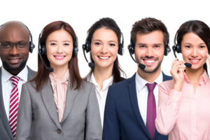 Group of Friendly Customer Service Representatives Isolated on Transparent Background Smiling png