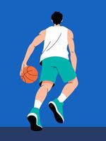 Basketball Player in Action, A dynamic illustration of a basketball player in mid-stride, poised to take a shot vector