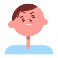 Playful Boy Icon, A charming illustration of a boy with a mischievous grin. Perfect for children's books, websites, and apps vector