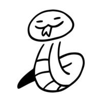 Happy Snake Illustration, a simple illustration of a smiling snake in a playful doodle style, suitable for educational material or playful design projects. vector