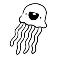 Whimsical Jellyfish Doodle, A charming doodle of a jellyfish with expressive features, perfect for adding a touch of aquatic delight. vector