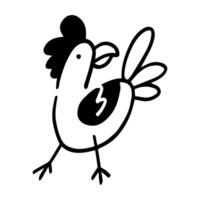 Playful Chicken Illustration, A charming and whimsical illustration of a chicken in simple black and graphic style. vector