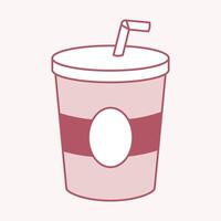Refreshing Sip, A minimalist line drawing of a soda cup with a straw vector