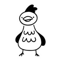 Playful Chicken Illustration, A charming, cartoon-style chicken with a happy expression and minimalist details, perfect for children's books and fun designs. vector