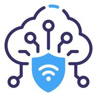 Cloud Security Linear Blue Color Icon vector