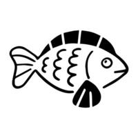 Monochrome Fish Icon, A stylized, minimalist monochrome illustration of a fish, perfect for various design applications, emphasizing clean lines and a contemporary aesthetic. vector