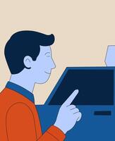 An Illustration of a Man Ordering a Taxi vector