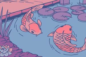 Koi fish in a pond vector