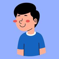 Smiling Boy Illustration, A charming illustration of a young boy with a warm, genuine smile, captured in a simple, minimalist style. The boy's cheerful expression evokes a sense of joy, innocence vector