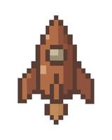 A pixelated spacecraft icon against a simple canvas of adventure. vector