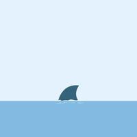 Ocean predator, A minimalist illustration captures a shark fin emerging from the blue ocean surface, creating a sense of suspense and potential danger. vector