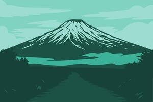 A mountain with a road leading to it in the background vector