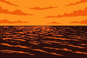 A sunset over the ocean with clouds vector