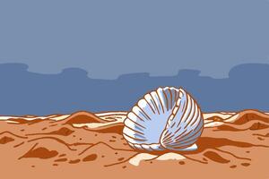 A shell on the ground in a desert vector