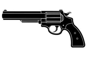 A revolver is shown in black and white on a white background vector