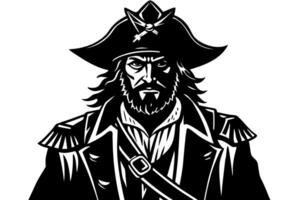 Pirate with beard and hat vector