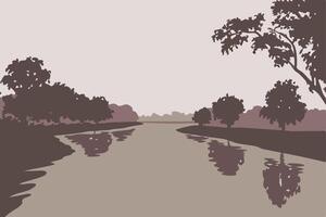 A river with trees and water in the background vector
