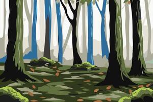 A cartoon illustration of a forest with trees vector