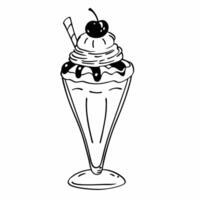 An ice cream sundae is shown in a drawing vector
