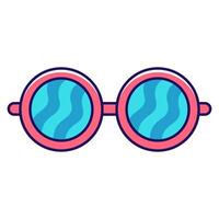 A pair of stylish sunglasses with a vibrant frame offers a glimpse of summer fun and vacation vibes. vector