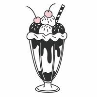 An illustration of an ice cream sundae with cherries vector