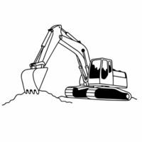 An outline of an excavator on a white background vector