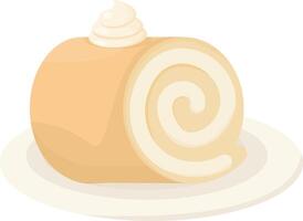 Vanilla Roll Cake with Frosting vector