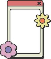 Framed Window with Vertical Layout and Flowers vector
