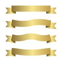 Golden ribbon banner set with realistic shading and curved forms. vector