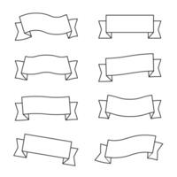 Outline ribbon set, ideal for labels, banners, and vintage design elements. vector