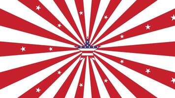 Red burst design with stars and white stripes. Classic style for July 4th. vector