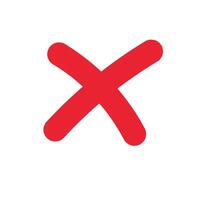 Bold red cross mark icon, symbolizing error, rejection, cancel, or stop. vector