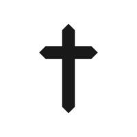 Flat black cross icon on white. Simple and clean Christian symbol. vector
