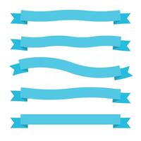 Bright blue ribbon banner collection in clean and simple curved shapes. vector