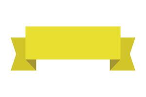 Flat yellow rectangular ribbon banner with side tails. vector