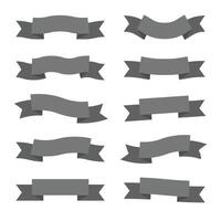 Gray ribbon banner set in various shapes for minimalist and grayscale designs. vector