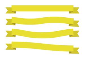 Set of yellow curved ribbon banners for decorative and label design. vector