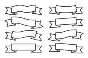 Outlined banner ribbons in different shapes for editable design and DIY graphics. vector