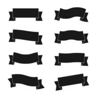 Black ribbon banners in different styles with bold contrast for dark themed designs. vector