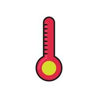 Minimal red thermometer icon symbolizing rising global temperature and climate awareness. vector